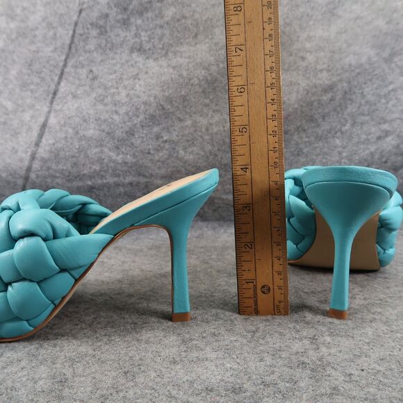 Marc Fisher Shoes Womens 7.5 Sandal Mule Dakina Heels Woven Leather Square Toe - Picture 8 of 15